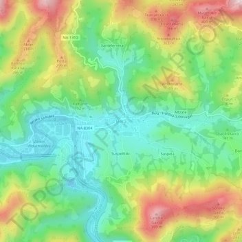Beraの地形図、標高、地勢