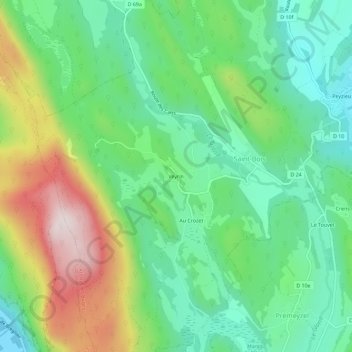 Veyrinの地形図、標高、地勢