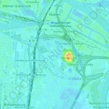 Niedergeorgswerderの地形図、標高、地勢