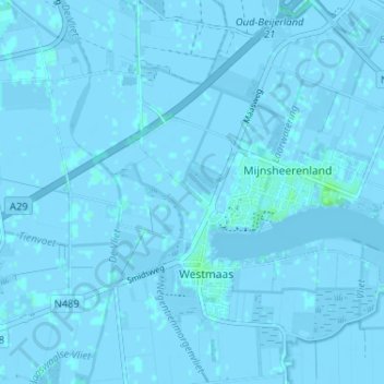 Westdijkの地形図、標高、地勢