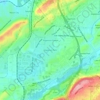 Edgemont Parkの地形図、標高、地勢