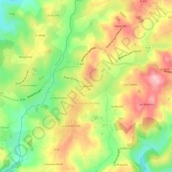 La Bourrieの地形図、標高、地勢