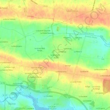 La Bouillantの地形図、標高、地勢