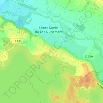 Les Grandes Côtesの地形図、標高、地勢