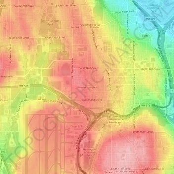 Riverton Heightsの地形図、標高、地勢