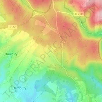 Sorelの地形図、標高、地勢
