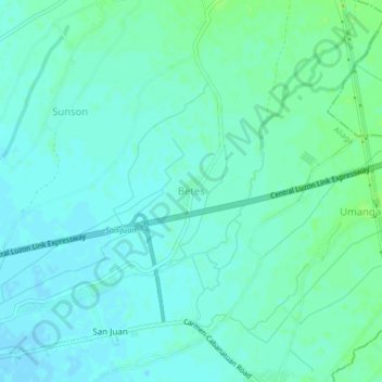 Betesの地形図、標高、地勢