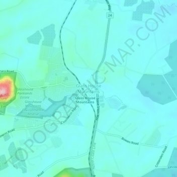Glass House Mountainsの地形図、標高、地勢