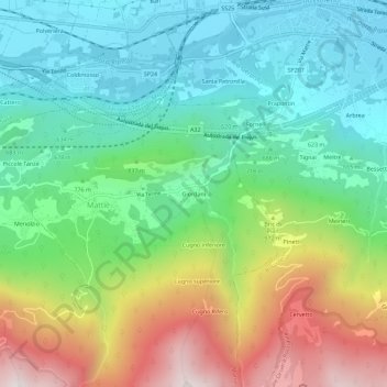 Giordaniの地形図、標高、地勢