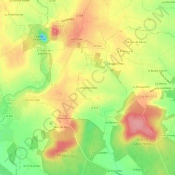 La Maisonneuveの地形図、標高、地勢