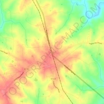 Gladysの地形図、標高、地勢