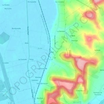 Unetの地形図、標高、地勢