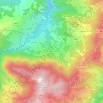 Fontanalucciaの地形図、標高、地勢