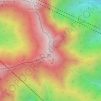 谷川岳 トマノ耳の地形図、標高、地勢