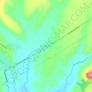 Tenextitlanの地形図、標高、地勢