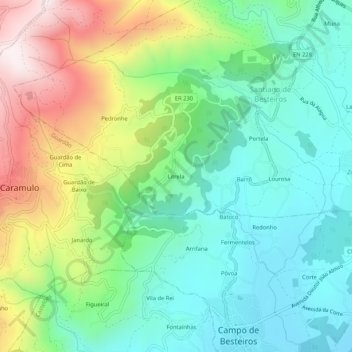Litrelaの地形図、標高、地勢