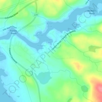 Crestonの地形図、標高、地勢