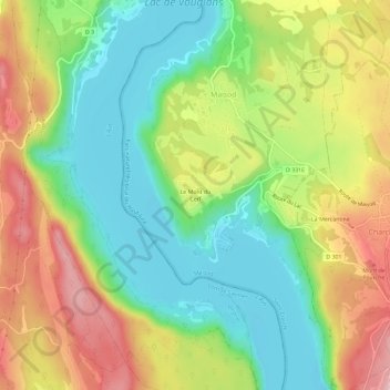 Le Mont du Cerfの地形図、標高、地勢
