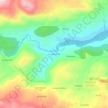 Los Hermanosの地形図、標高、地勢