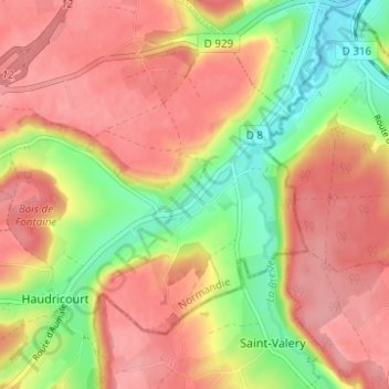 Villersの地形図、標高、地勢