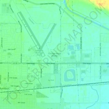 Carriage House Estatesの地形図、標高、地勢