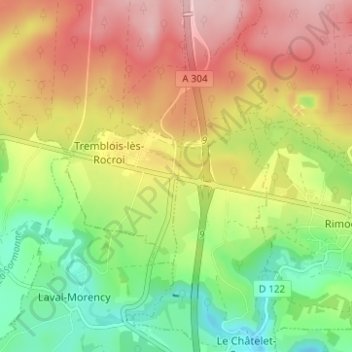 Le Piquetの地形図、標高、地勢