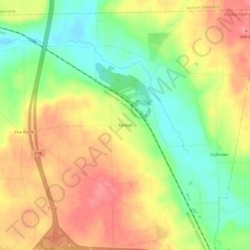 Pardoeの地形図、標高、地勢