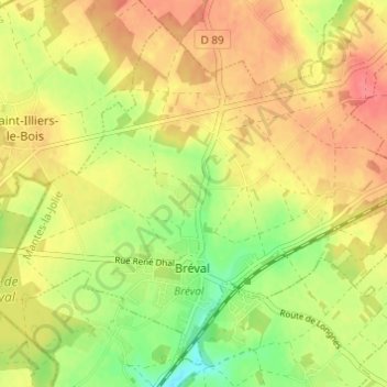 Le Hamelの地形図、標高、地勢
