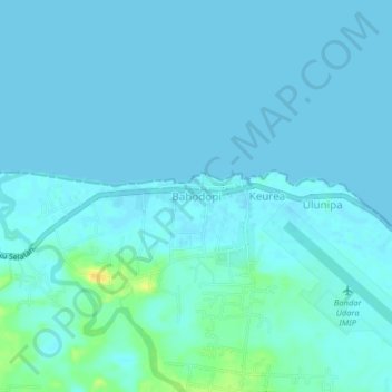 Bahodopiの地形図、標高、地勢