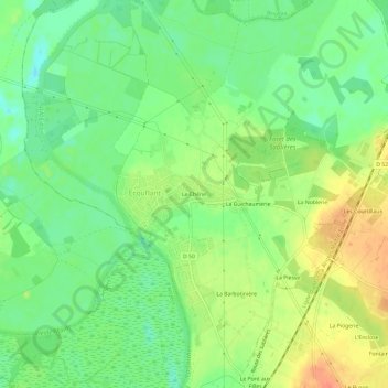 Le Chêneの地形図、標高、地勢