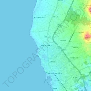 Aver-o-Marの地形図、標高、地勢