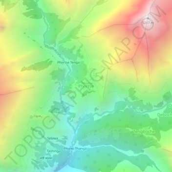 Phortseの地形図、標高、地勢
