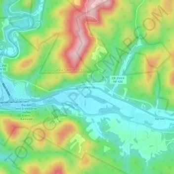 Frankの地形図、標高、地勢