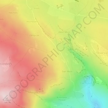 Robin Hill Riggの地形図、標高、地勢