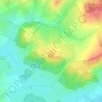 Haut de Franceの地形図、標高、地勢