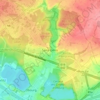 Saint-Denisの地形図、標高、地勢