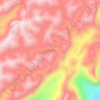 Alto Piãoの地形図、標高、地勢