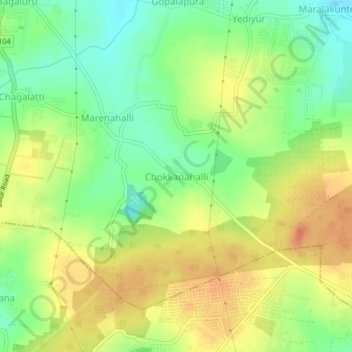 Chokkanahalliの地形図、標高、地勢
