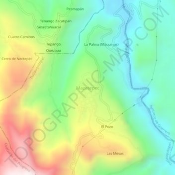 Mazatepecの地形図、標高、地勢