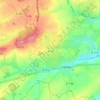 La Croix Verteの地形図、標高、地勢