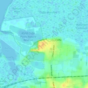 West Streetの地形図、標高、地勢