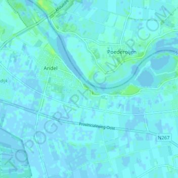 Op-Andelの地形図、標高、地勢