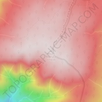 Mount Reynardの地形図、標高、地勢