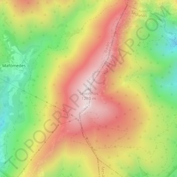 Seixinhosの地形図、標高、地勢