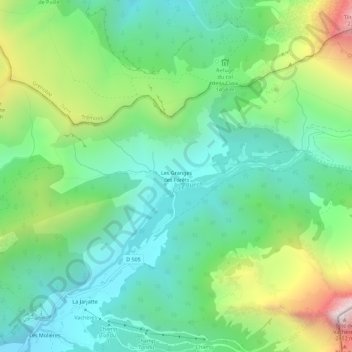 Les Granges des Forêtsの地形図、標高、地勢