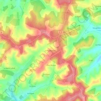 la Pouillarguesの地形図、標高、地勢