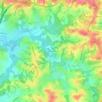 Ziburuagaの地形図、標高、地勢