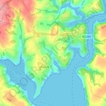 Lower Trevillaの地形図、標高、地勢
