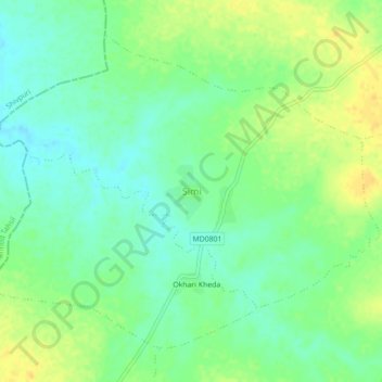 Simiの地形図、標高、地勢