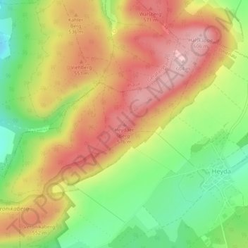 Heydaer Bergの地形図、標高、地勢